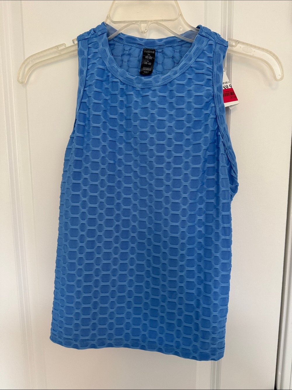 Zobha Perforated Textured Tank Top in Bright Blue